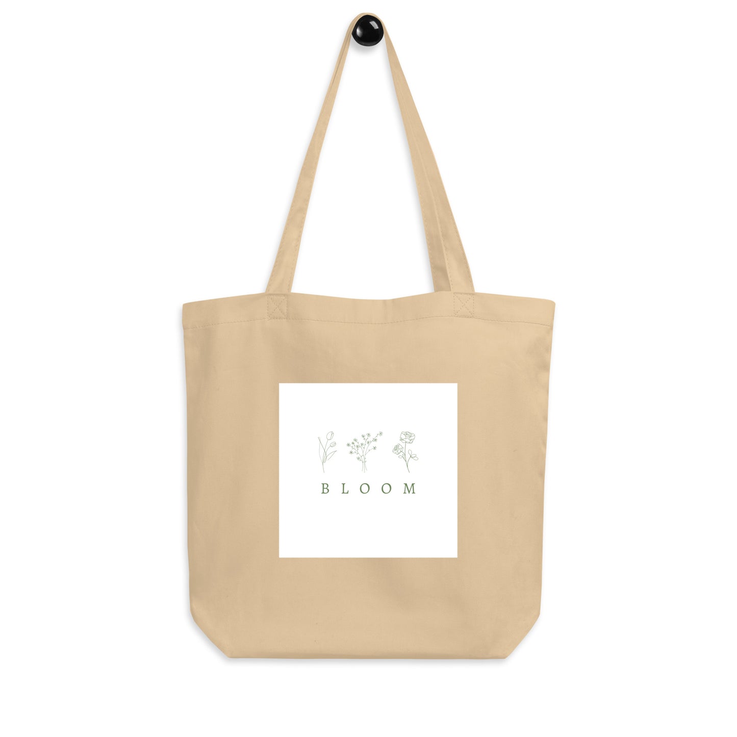 Bloom Eco Tote Bag – Floral Graphic, Durable & Stylish – Sustainable Fashion (Black, Oyster Color))