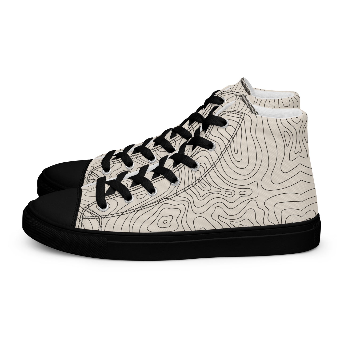 Abstract Line Print High-Top Canvas Shoes – Unique & Durable - 'Men's' Fashion
