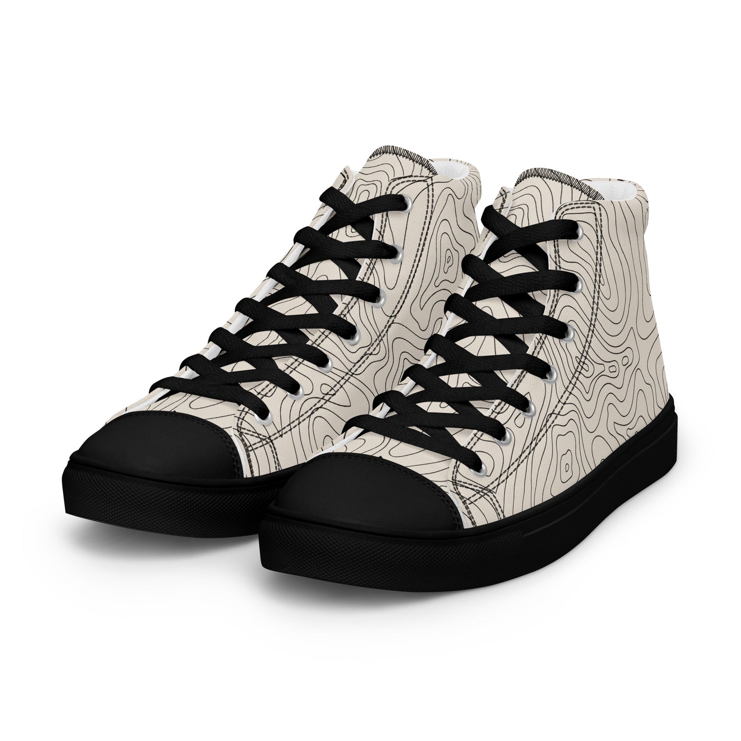 Abstract Line Print High-Top Canvas Shoes – Unique & Durable - 'Men's' Fashion