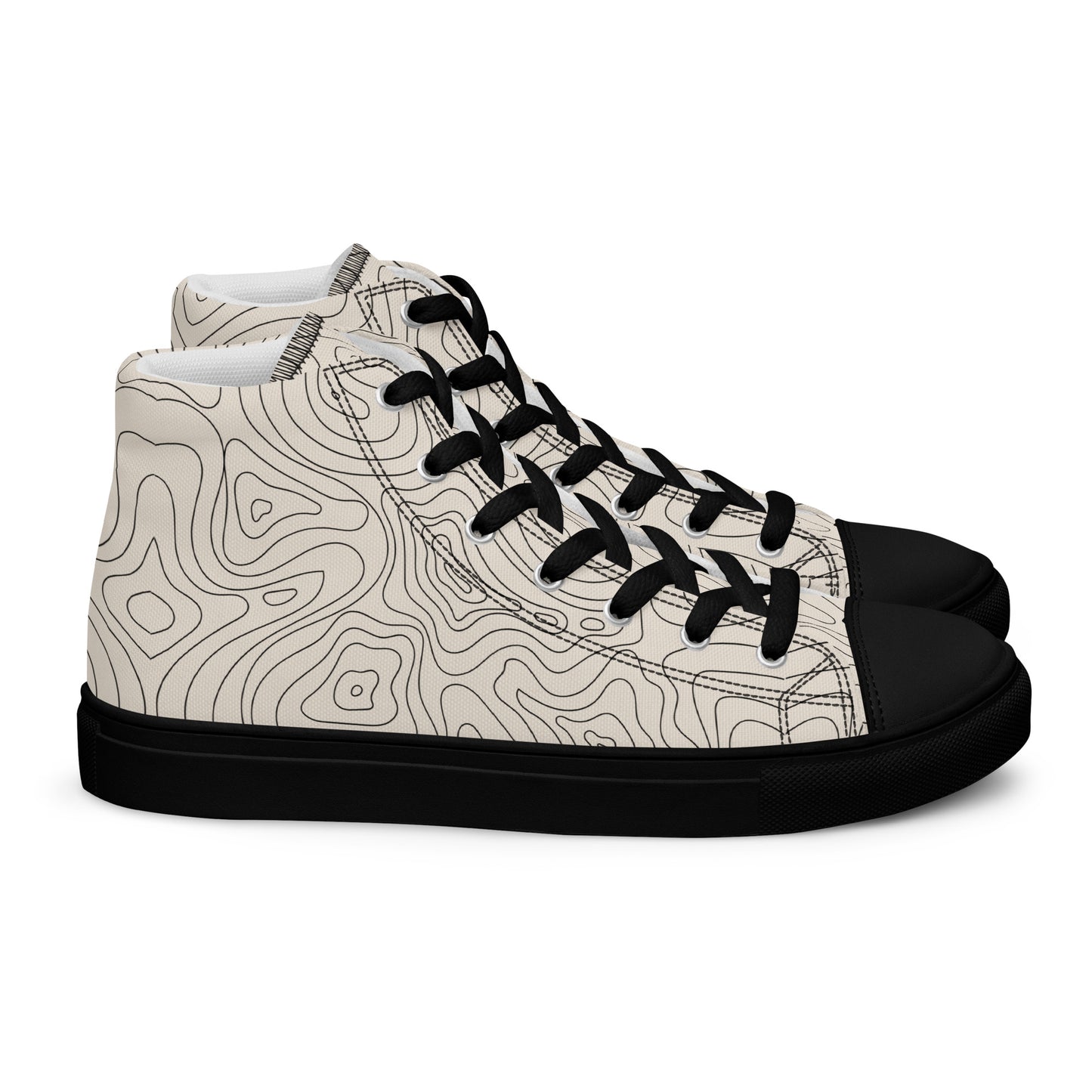 Abstract Line Print High-Top Canvas Shoes – Unique & Durable - 'Men's' Fashion