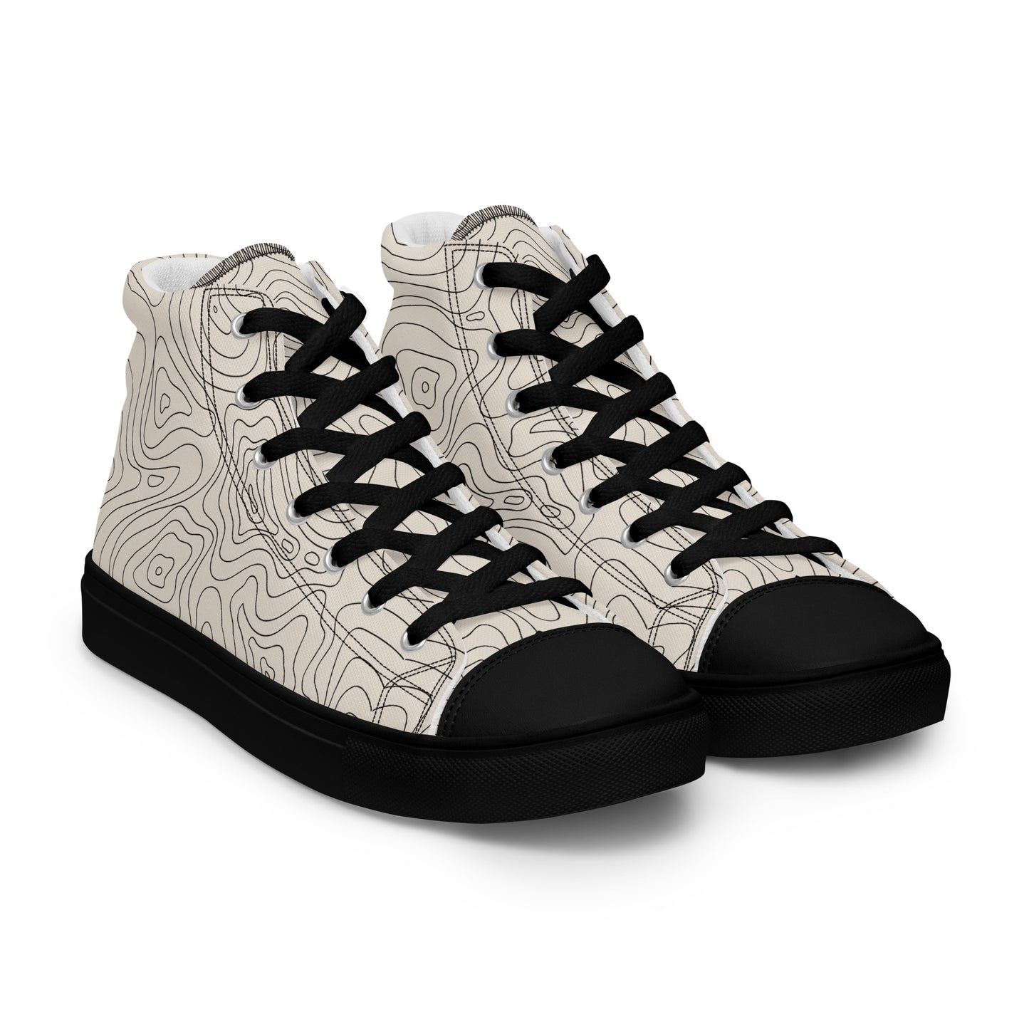 Abstract Line Print High-Top Canvas Shoes – Unique & Durable - 'Men's' Fashion