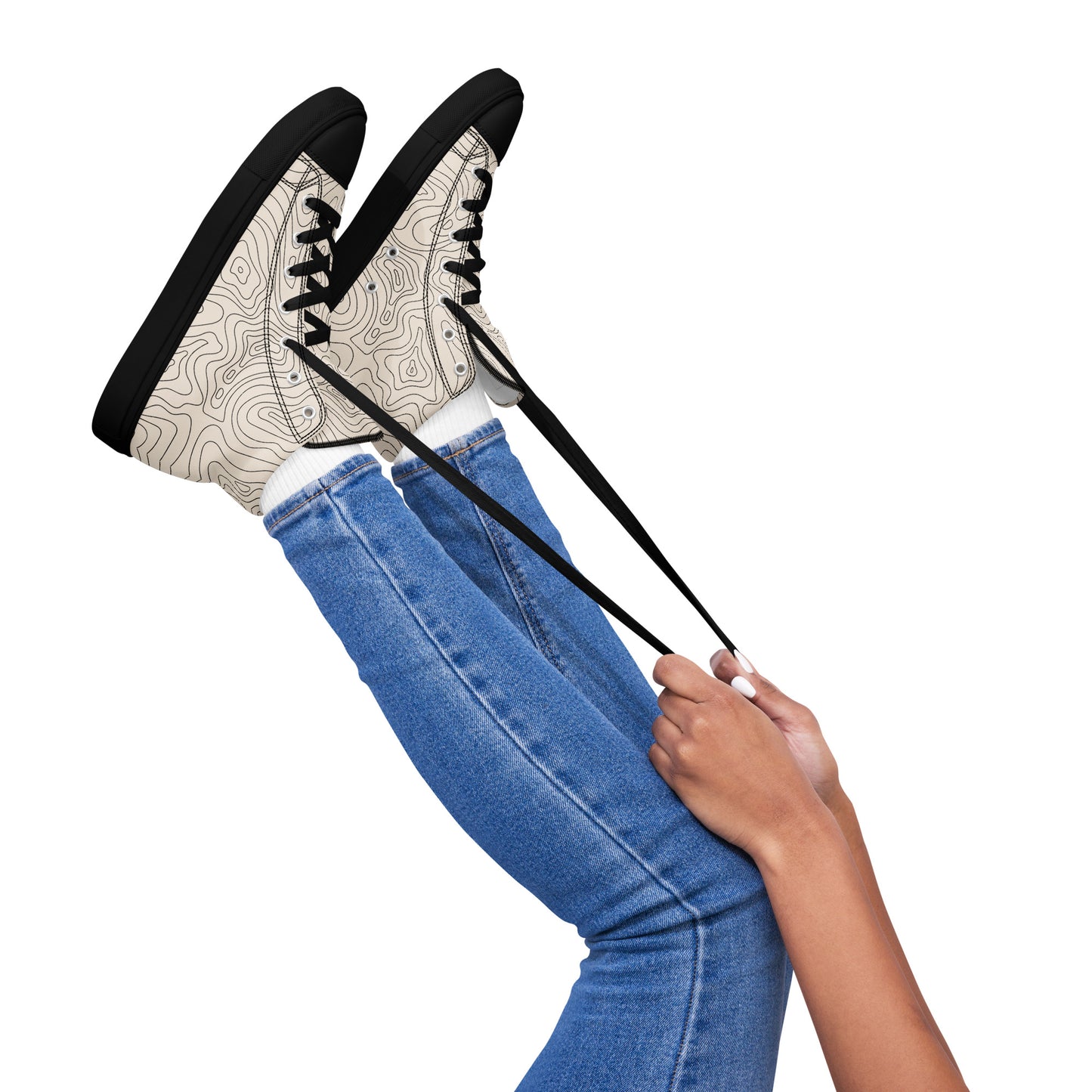 Abstract Line Print High-Top Canvas Shoes – Unique & Durable - 'Women’s' Fashion