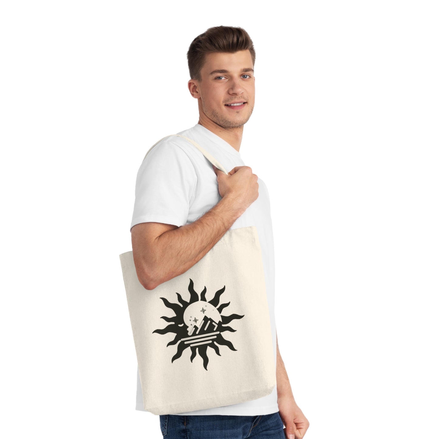 Sun, Moon, Mountains, and Stars Eco Tote Bag -  Reusable Shopping Natural Bag