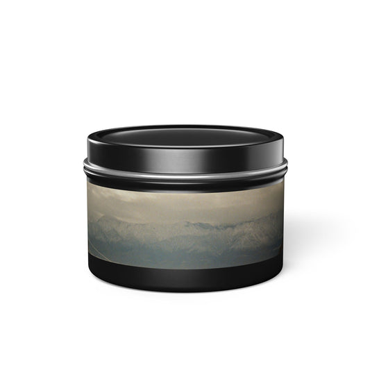 Hand-Poured Moody Winter Eastern Sierras Panoramic Landscape Tin Candle