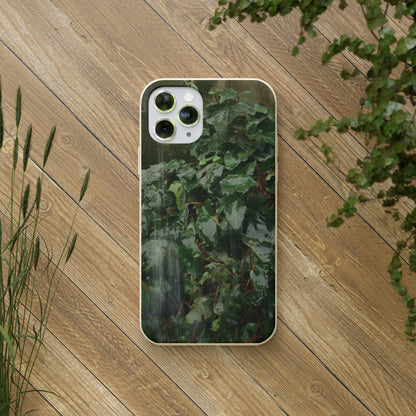 Rain Pouring on Green Ivy Leaves Film Photo backdrop Printed on Biodegradable Case