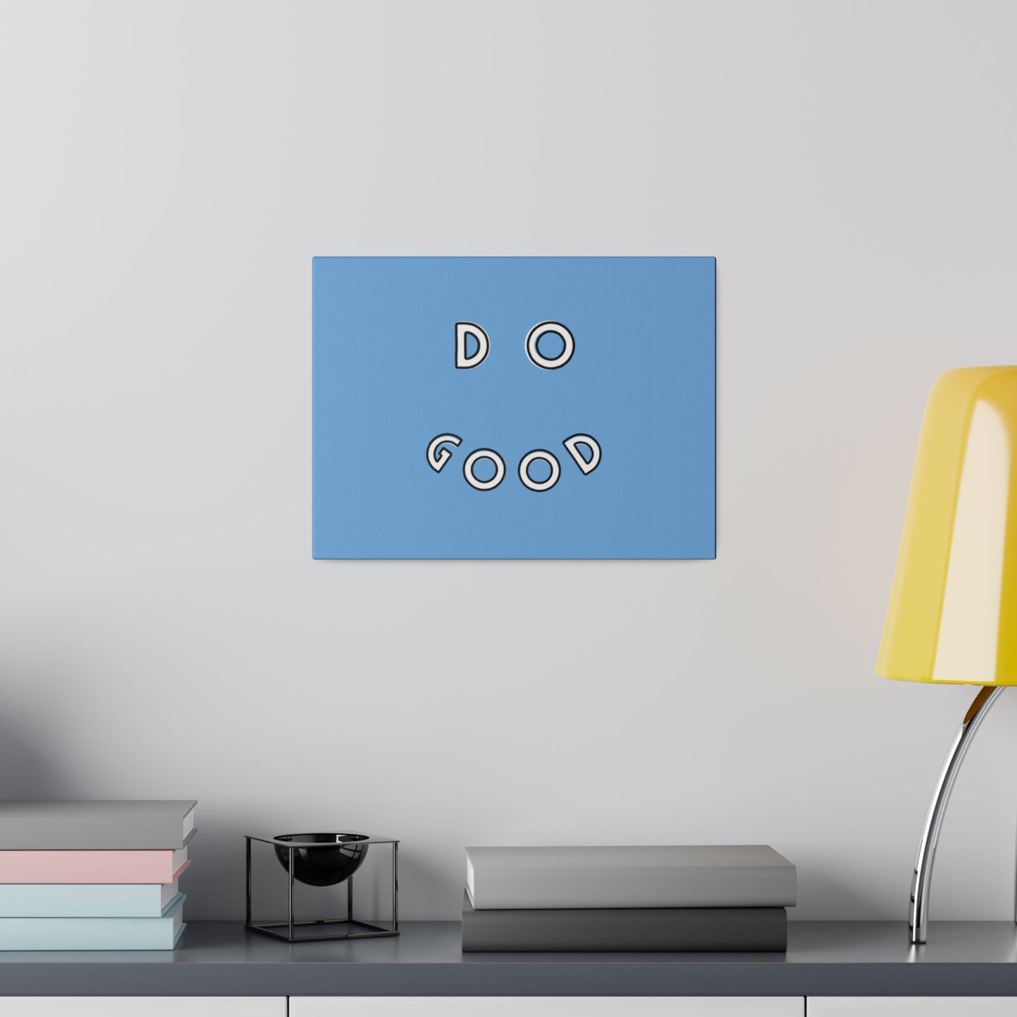Do Good Smiley Slogan printed on 12" x 9" Stretched Canvas