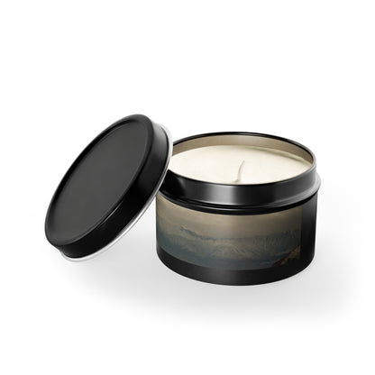 Hand-Poured Moody Winter Eastern Sierras Panoramic Landscape Tin Candle