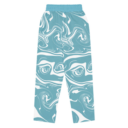 Blue Swirl Unisex Wide-Leg Joggers – Trendy & Comfortable – Stylish for Relaxed or Active Wear
