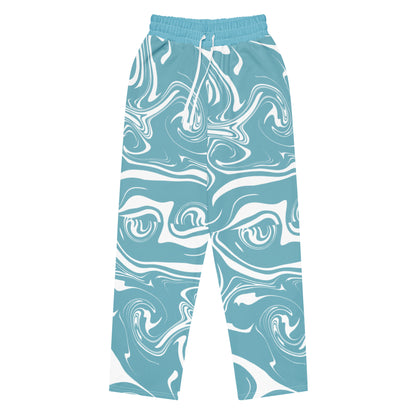 Blue Swirl Unisex Wide-Leg Joggers – Trendy & Comfortable – Stylish for Relaxed or Active Wear