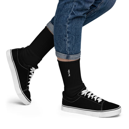 [pronouns] He/Him Embroidered White Socks - Sizes S, M, L, XL