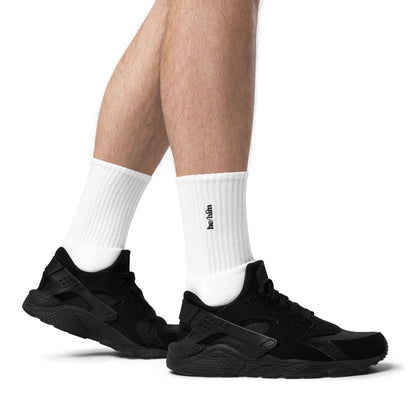 [pronouns] He/Him Embroidered White Socks - Sizes S, M, L, XL