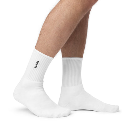[pronouns] He/Him Embroidered White Socks - Sizes S, M, L, XL