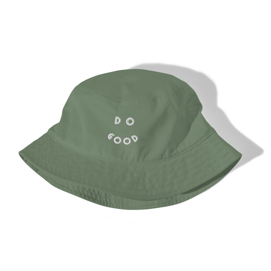 'Do Good' Smiley Face Embroidered Bucket Hat – Fun & Positive – Stylish Sun Protection