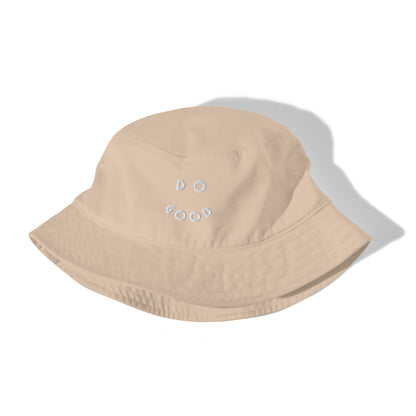 'Do Good' Smiley Face Embroidered Bucket Hat – Fun & Positive – Stylish Sun Protection
