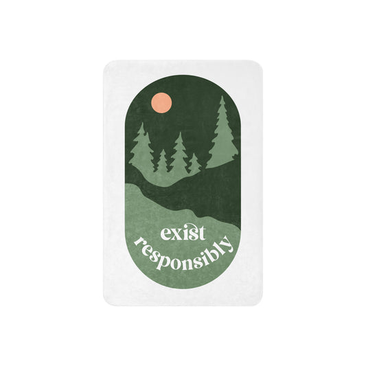 Exist Responsibly Serene Nature Scene Cozy Sherpa blanket