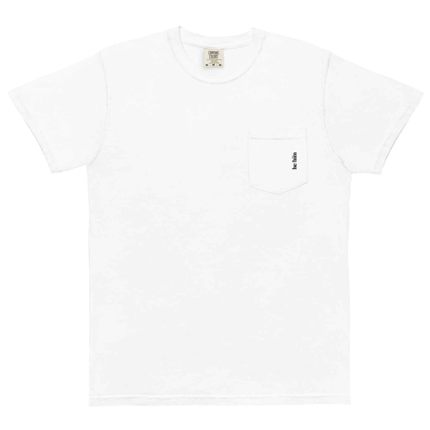 [pronouns] He/Him Unisex Pocket Tee - Sizes S, M, L, XL, 2XL