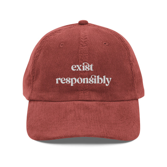 Exist Responsibly Organic Cotton Corduroy Cap - Vintage Style, Adjustable - Sustainable Fashion