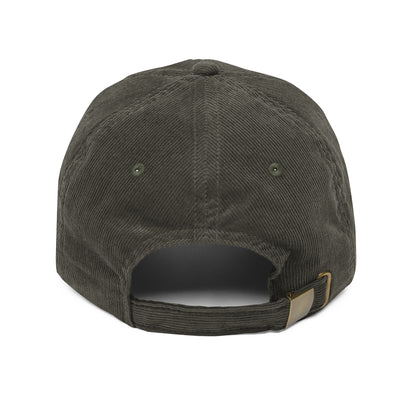 [pronouns] They/Them Organic Cotton Corduroy Cap - Vintage Style, Adjustable, Unisex - Sustainable Fashion (Forest Green, Black, Embroidered)